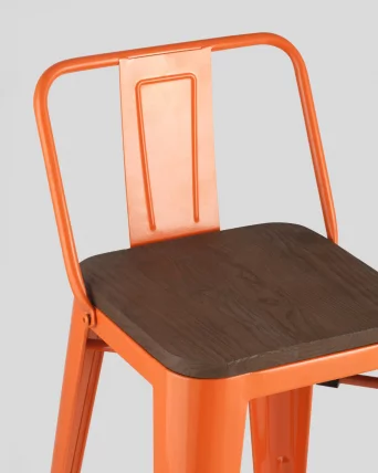 Полубарный стул Tolix Wood со спинкой Оранжевый_7