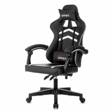 Кресло компьютерное BRABIX Shooter GM-123, 2 подушки, экокожа, черное/белое_1
