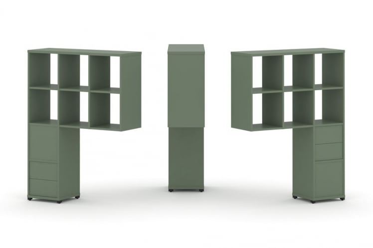 Надставка на стол высокая двухсторонняя + задняя стенка (2 шт.) + блок с 2-мя ящиками (2 шт.) CONCEPT CN.DNV-008 Кобо Черный металл_0