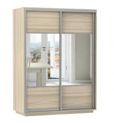 Шкаф-купе двухдверный Экспресс Дуо Комби 1600х2400h Ясень шимо светлый_0