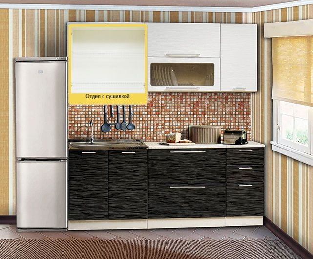 Кухонный гарнитур Диана 7 1.8 м Страйп белый/Страйп черный_1