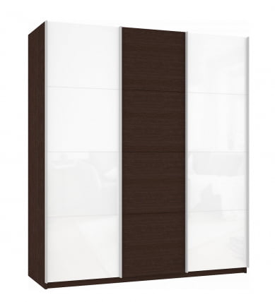 Шкаф-купе трехдверный Прайм 2100 Белое стекло/ДСП/Белое стекло Венге_0
