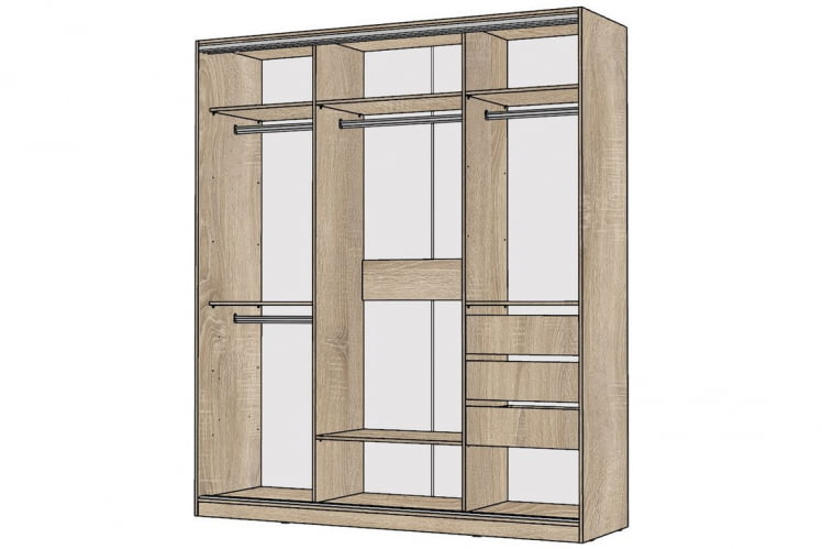 Шкаф-купе 3-х дверный Виктория 2000х584х2300, Дуб сонома светлый 20ДЛЗЛДЗДЛЗЛ-ЯШШШ-Дсс 310-2830_1