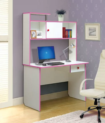 Стол компьютерный №9 Белый/Оранжевый_0