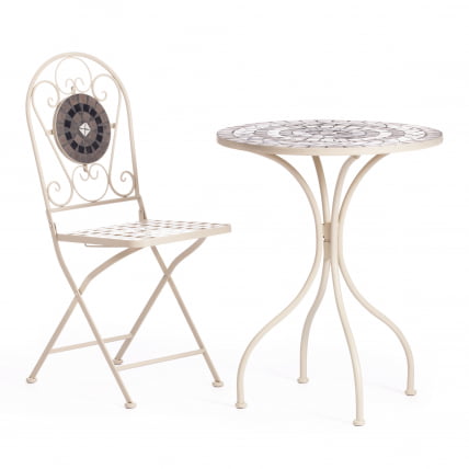 Стол Secret de Maison ROMEO (mod. PL08-7451RV) металл, 60*72см, белый/плитка калейдоскоп_2