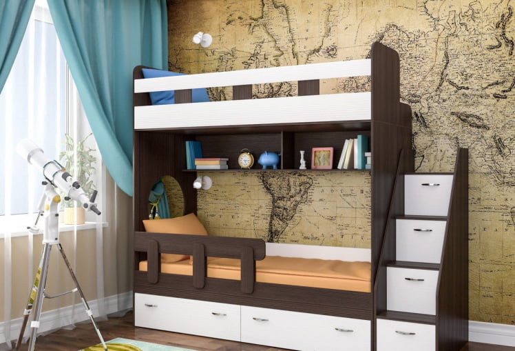 Кровать Юниор 1 (без бортика) Бодего-белое дерево_0