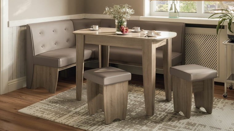 Кухонный уголок Барселона Дуб Сонома трюфель, Микровелюр Duna Stone_0