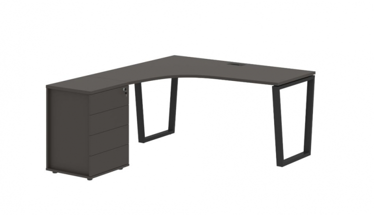 Стол эргономичный с тумбой левый EDIS EVCET 1518 L Мокко Черный_0