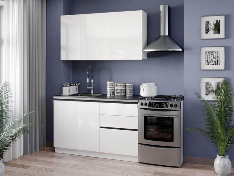 Кухня 2000 Шервуд №3 Белый Белый глянец Черный_0