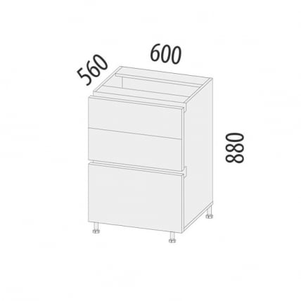 Напольный шкаф (3 ящика с доводчиком Titusoft) Бостон 61_4