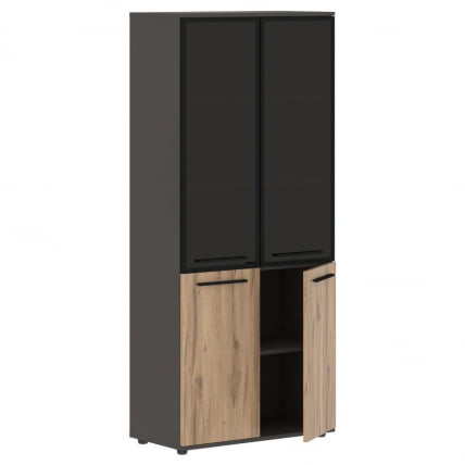 Шкаф комбинированный  с дверьми в металлической раме EDIS EHCS 85.7 Дуб Денвер светлый Черный Мокко_1