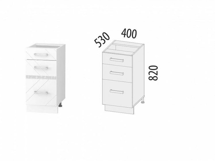Напольный шкаф (3 ящика с системой плавного закрывания) Бьянка 102.90_1