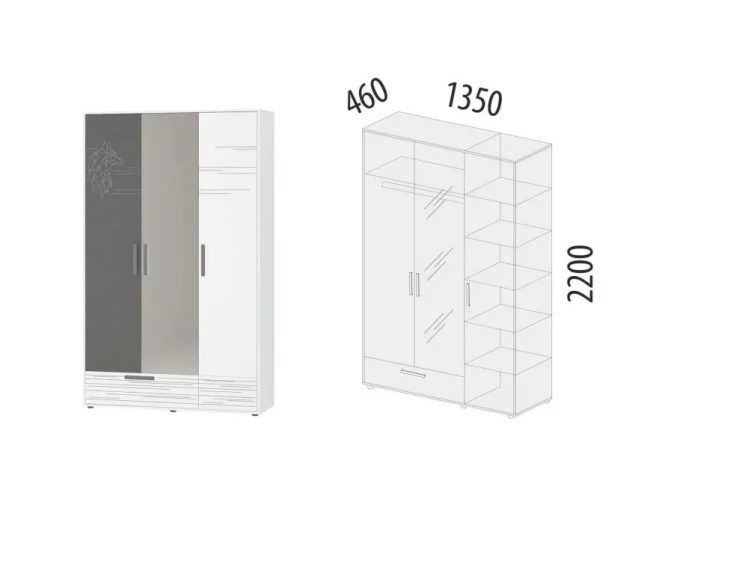 Шкаф трехдверный с зеркалом Аляска 501.28_1