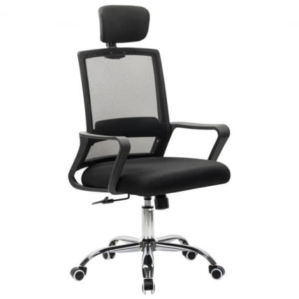 Кресло CROMEX (КРОМЕКС) Debut CH-697 ХРОМ сетка/ткань TW черное_1