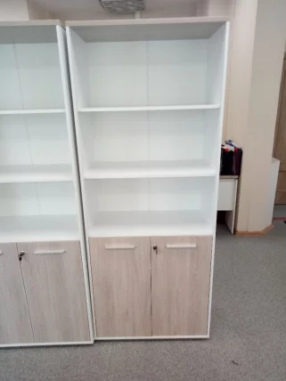 Шкаф 4 широкий верх открытый, низ закрытый Deka 10.19.111 Дуб Сантана светлый/Белый_8