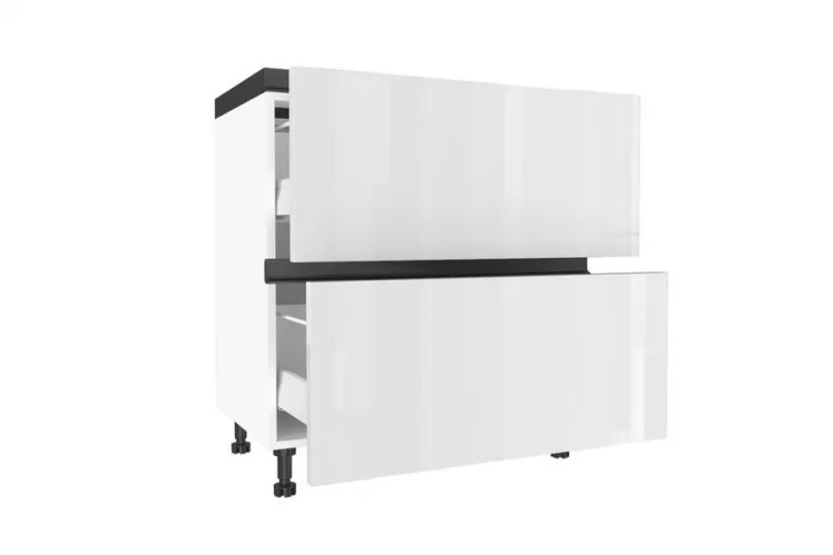 Тумба кухонная 800 с 2 ящиками ЛЮКС (4) Шервуд ЛД 281.940.000.153 Белый Белый глянец_1