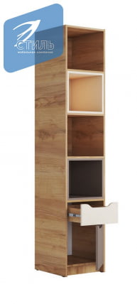 Стеллаж RICH СЖ-001 Миндаль/Глиняный серый/дуб крафт золотой_1