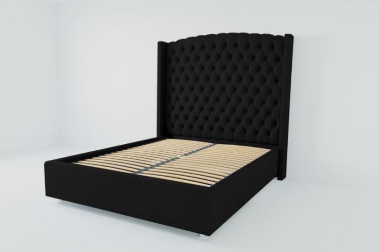 Мягкая интерьерная кровать "Берлин Люкс" с ортопедическими латами (металл) Материал фасада: Искусственная кожа; Спальное место: 1800х2000 мм; Цвет фасада: Кольт Ч; Цвет корпуса: Кольт Ч _0