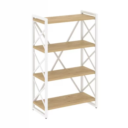 Стеллаж на регулируемых опорах - 4 полки LOFT VR.L-MST.O-4.8 Металл белый Тиквуд светлый_0