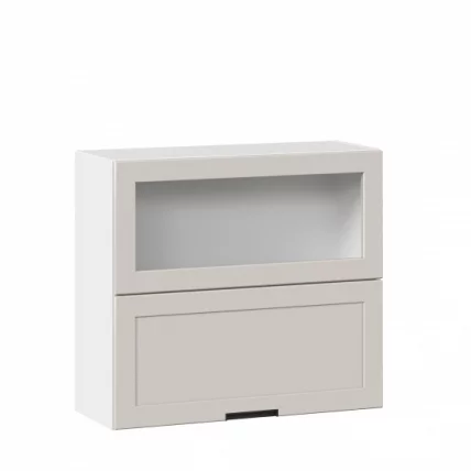 Шкаф кухонный 800 горизонтальный с 2 складными дверями комбинированный со стеклом Джамис ЛД 296.980.000.126 Белый Кашмир_0