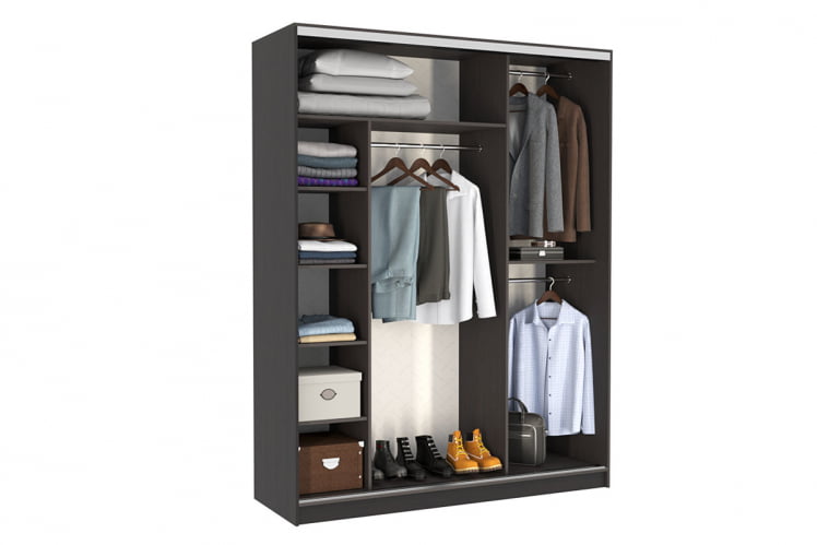 Шкаф-купе Бассо 2-600 с зеркалом SK-01B37 венге/крем_1