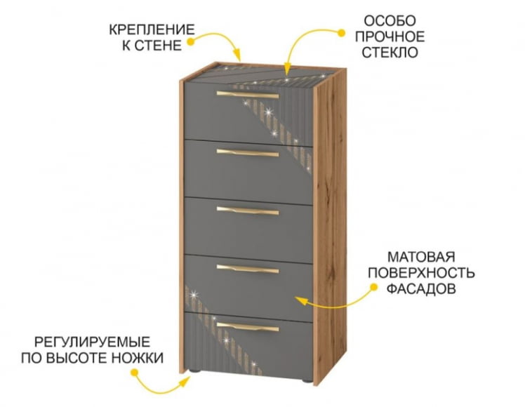 Комод Монако 902.19 Дуб Вотан Оникс Графит_3