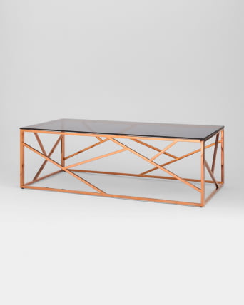 Журнальный стол АРТ ДЕКО 120x60 Розовое золото стекло smoke_1