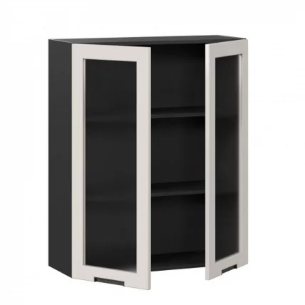 Шкаф кухонный 800 высокий со стеклом Джамис ЛД 296.460.000.156 Черный Кашмир_1