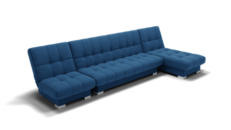 Диван Хьюстон-3 угол левый/правый (ЗР) Цвет фасада: Синий; Тип: Левый/правый; Материал фасада: Металл/Велюр_0