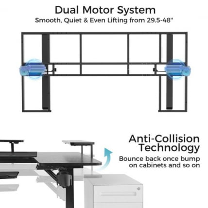 Стол для компьютера (для геймеров) U-образной формы с электрической регулировкой по высоте и трансформируемыми полками Eureka U-71_7