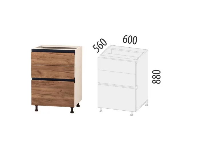 Напольный шкаф (3 ящика с системой плавного закрывания) Дакота 103.91_1