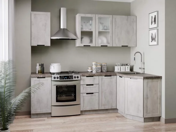 Шкаф кухонный 800 высокий со стеклом Джамис ЛД 296.460.000.030 Белый Белый камень_2