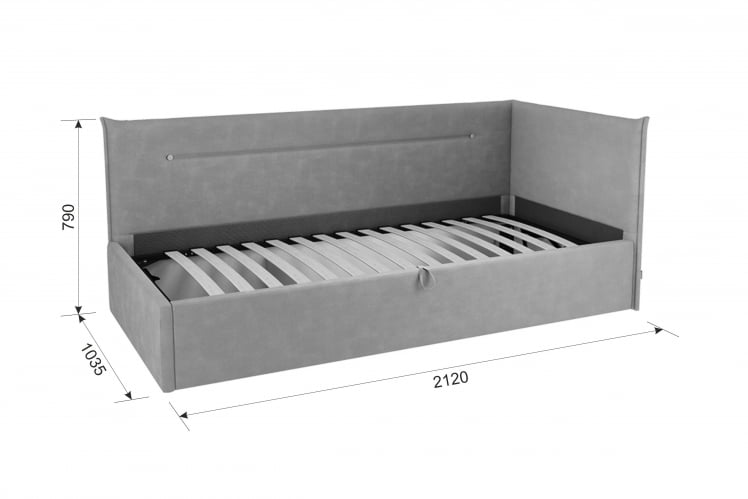Кровать  0.9 Альба (Тахта) КМ.T-16 пудра (велюр)_4