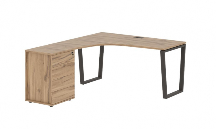 Стол эргономичный с тумбой левый EDIS EVCET 1518 L Дуб Денвер светлый Мокко_0