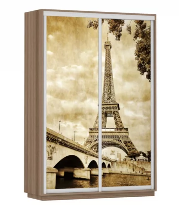 Шкаф-купе двухдверный Экспресс Дуо 1400х2200h Париж/Ясень шимо тёмный_0