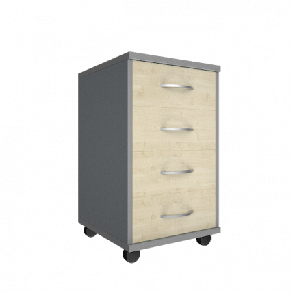 Тумба подкатная (4 ящика, с замком) Riva А.ТМ-4F Клен/Металлик_0
