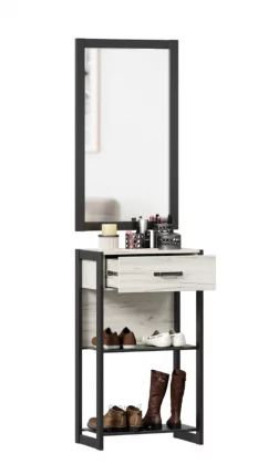 Тумба с зеркалом Техно ЛД 01 Дуб Крафт Белый Черный_3