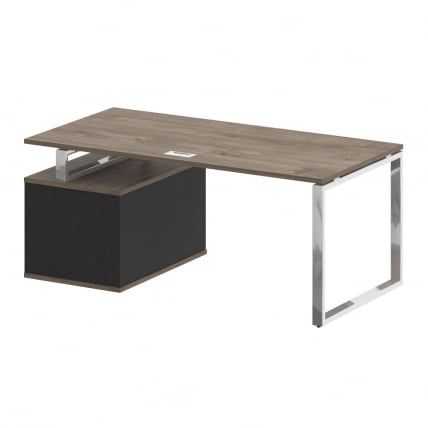 Стол руководителя с опорной тумбой , правый SHIFT SK.SRT-180 (R) Тиквуд Темный/Антрацит_1