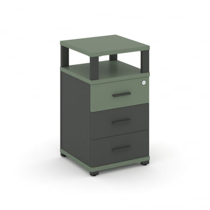 Тумба приставная с 3-мя ящиками и надставкой CONCEPT CN.TUP-003 B/W Кобо Антрацит_0