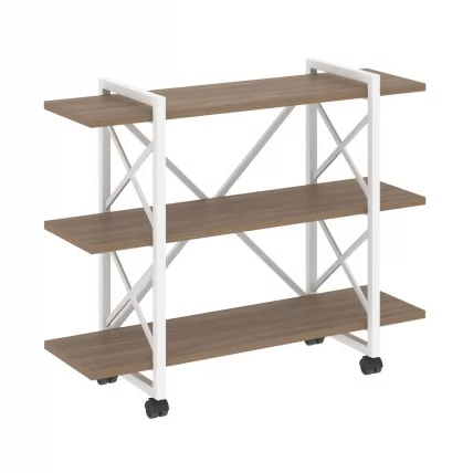 Стеллаж на колесных опорах - 3 полки LOFT  VR.L-MST.K-3.8V Металл белый Дуб Аризона_0