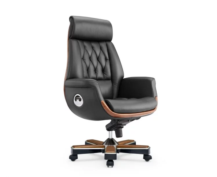 Кресло руководителя Трон кожа Черный_0