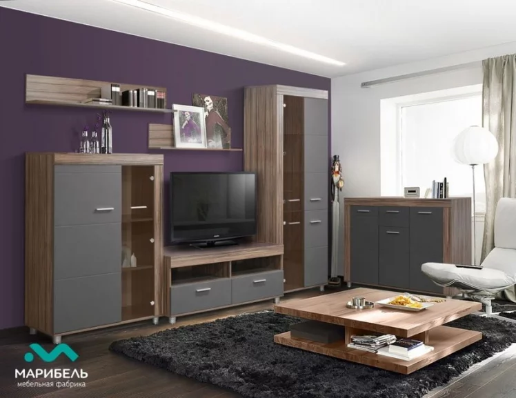 Шкаф Бэлла-5  МЦН 700 Смоки софт Индиан эбони темный_1