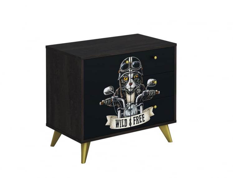 Комод Фьюжн КМ-002 АРТ Угольный камень/BIKER CAT_0
