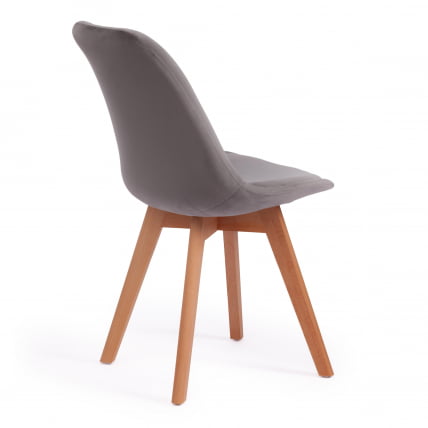 Стул TULIP SOFT (mod. 74) / 1 шт. в упаковке вельвет/дерево , 54 х 47 х 83 см , светло-серый (HLR19)/натуральный_2