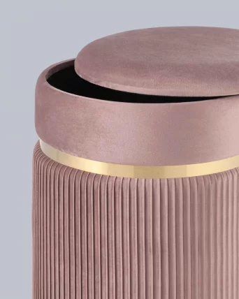 Пуф Миранда с ящиком велюр Розовый_3