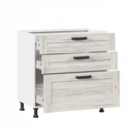 Тумба кухонная 800 с 3 ящиками ЛЮКС (4) Тип 1 Винченца ЛД 234.930.000.024 Белый Дуб Крафт белый_1