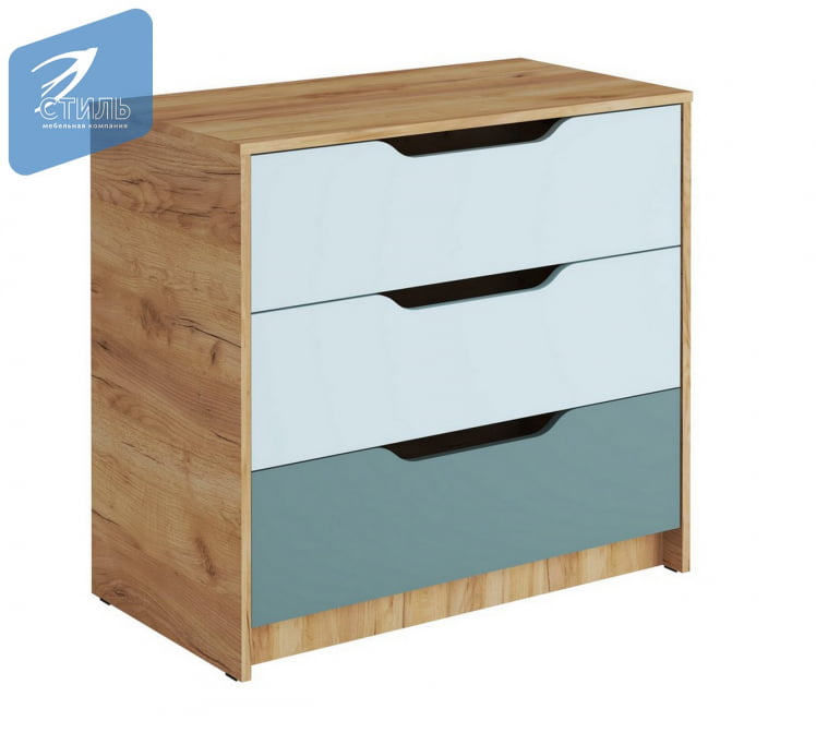 Комод RICH КМ-001 Мята/Сумеречный голубой/дуб крафт золотой_0