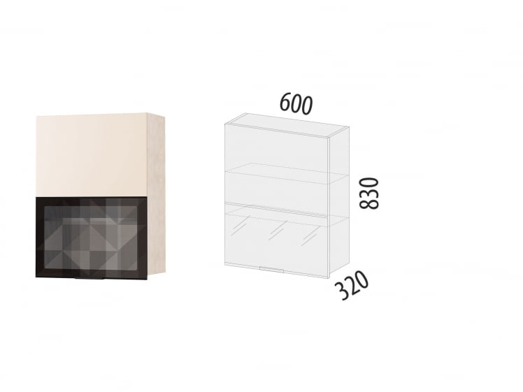 Шкаф-витрина кухонный (лев/прав) Дакота 103.15_1