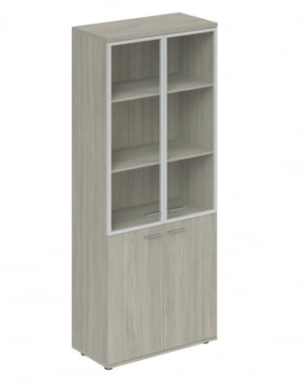 Шкаф высокий со стеклом, задняя стенка ЛДСП Wing WN.711.OL.OL.AL Дуб светлый_0