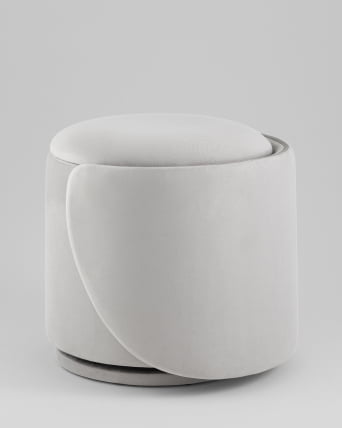 Пуф-трансформер Таунсвилл вращающийся с ящиком велюр светло-серый_7